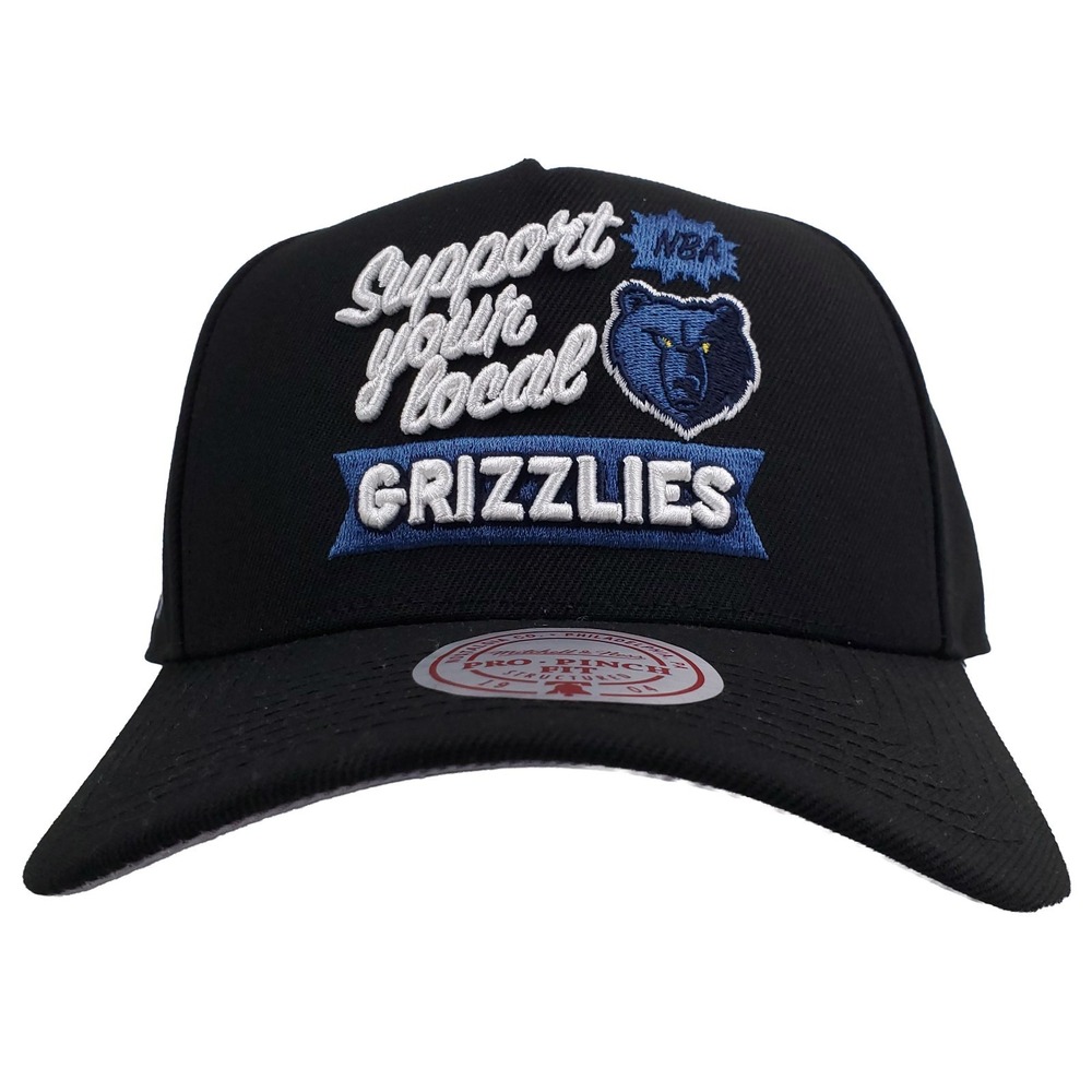 Memphis Grizzlies Mitchell & Ness NBA Pro Fit Snapback Hat Cap 3D Logo Black NWT